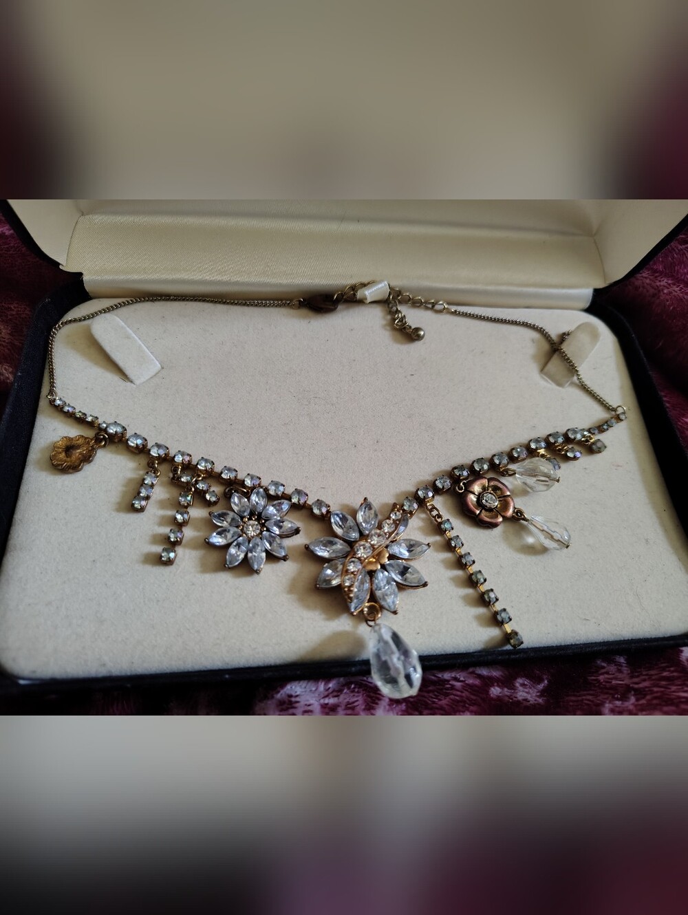 📿🚨Vintage 1950s Crystal Rhinestone Bib Festoon Mid-Century Hollywood🚨📿